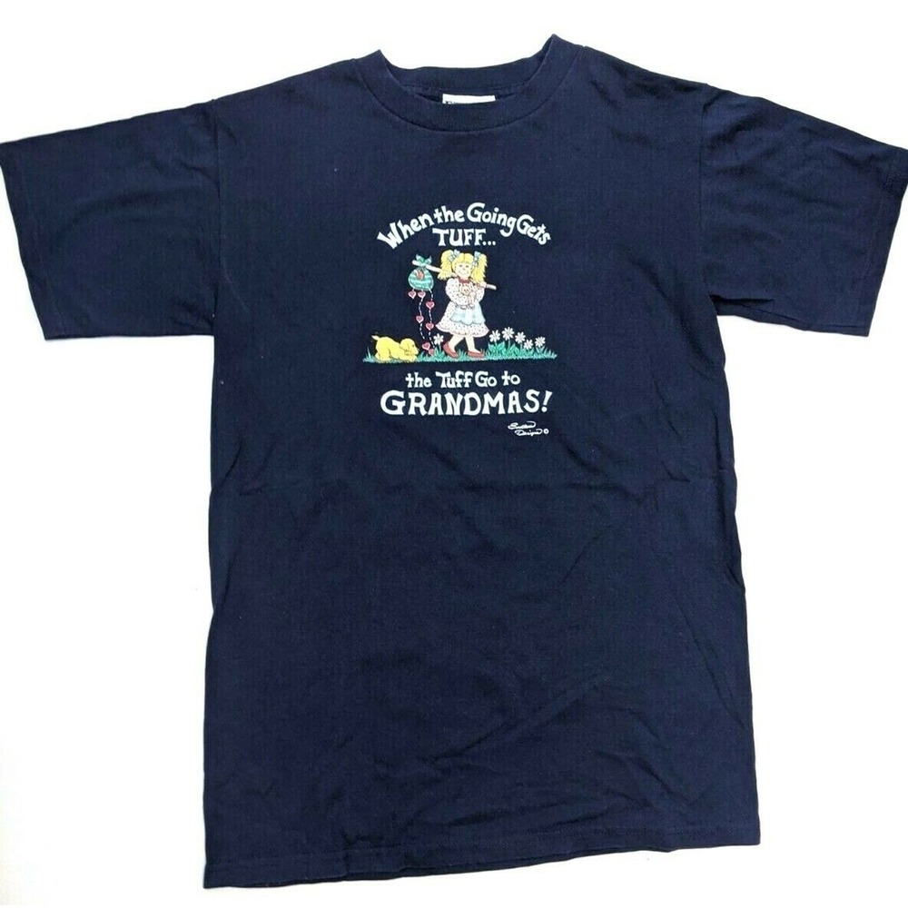 Vintage Endless Designs Tee Shirt Womens Grandma Graphic Navy Blue‎ M Granny